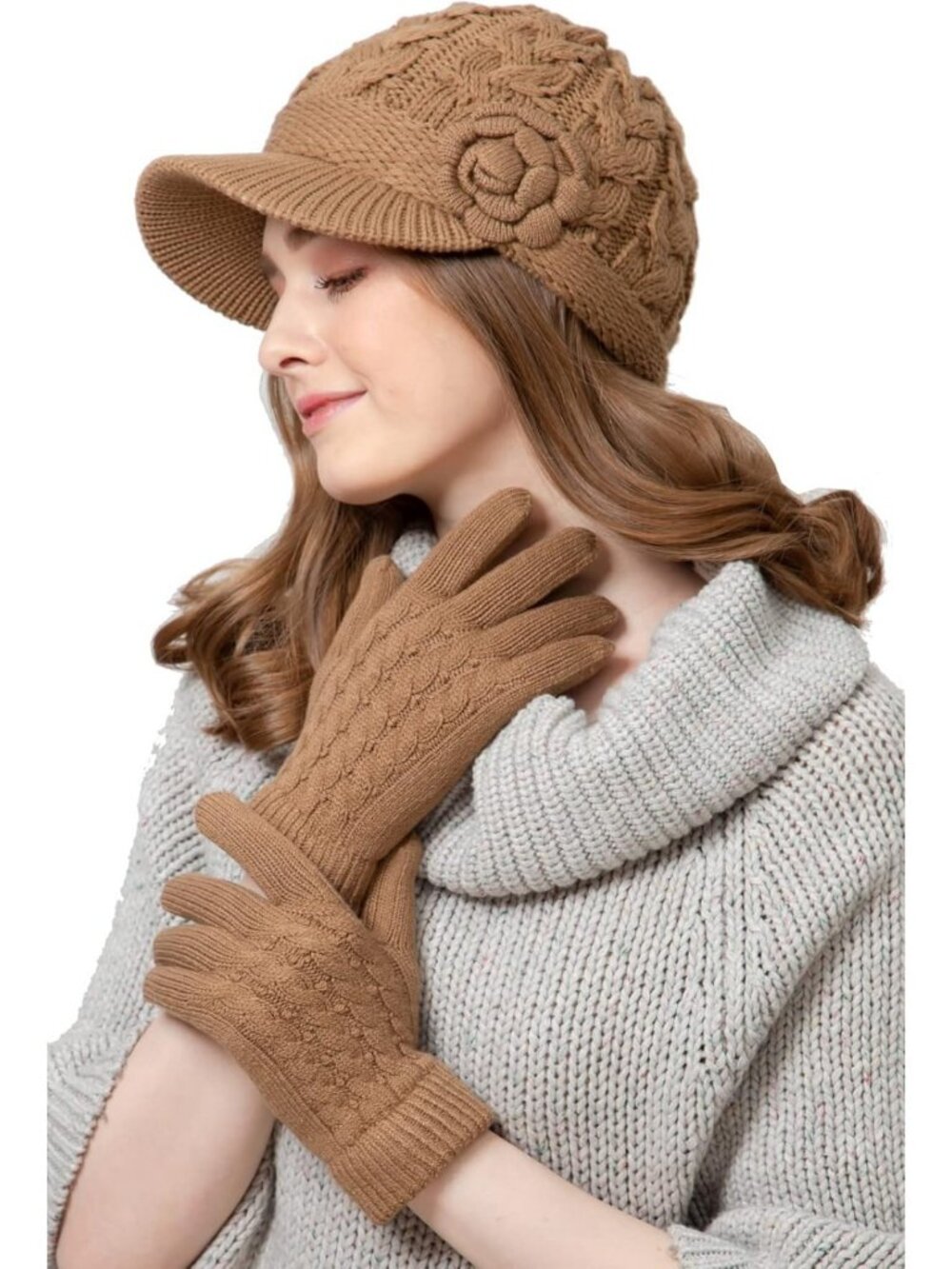 Here’s an optimized title for Poshmark: "Elegant Women's Winter Cable Knit